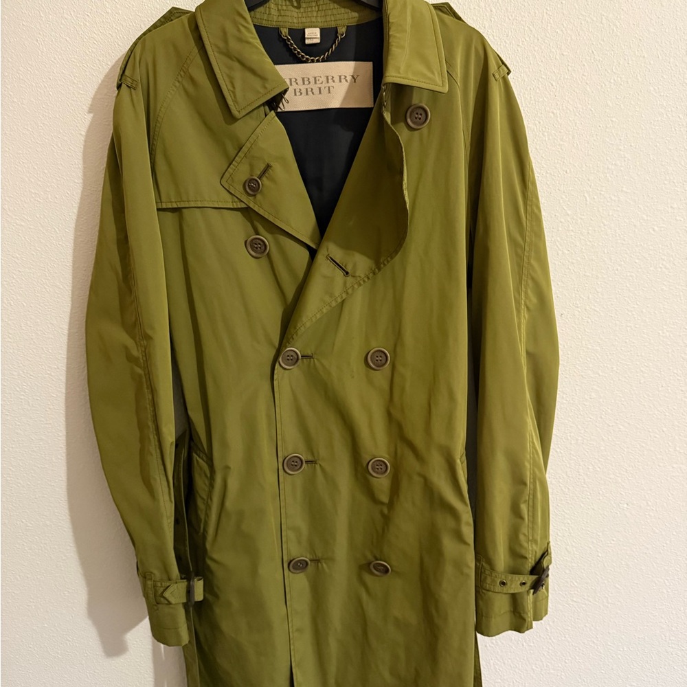 Burberry Trench Coat Olive Green Size Medium